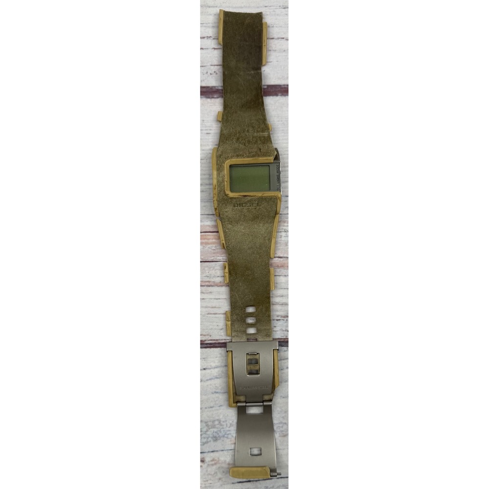 Diesel DZ-7019 Digital Watch Velvet Stainless Steel Cuff Band Vintage READ